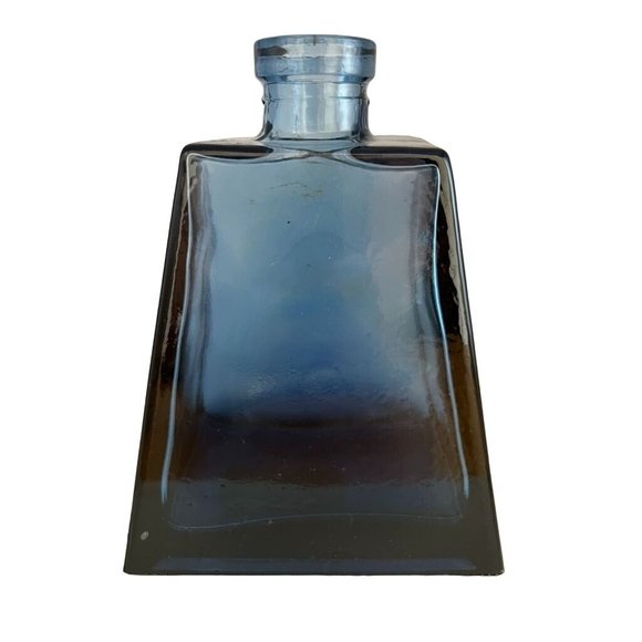 Vintage Trapezium Deep Cobalt Blue Glass Bottle Heavy Apothecary Serving Decante - Picture 3 of 7